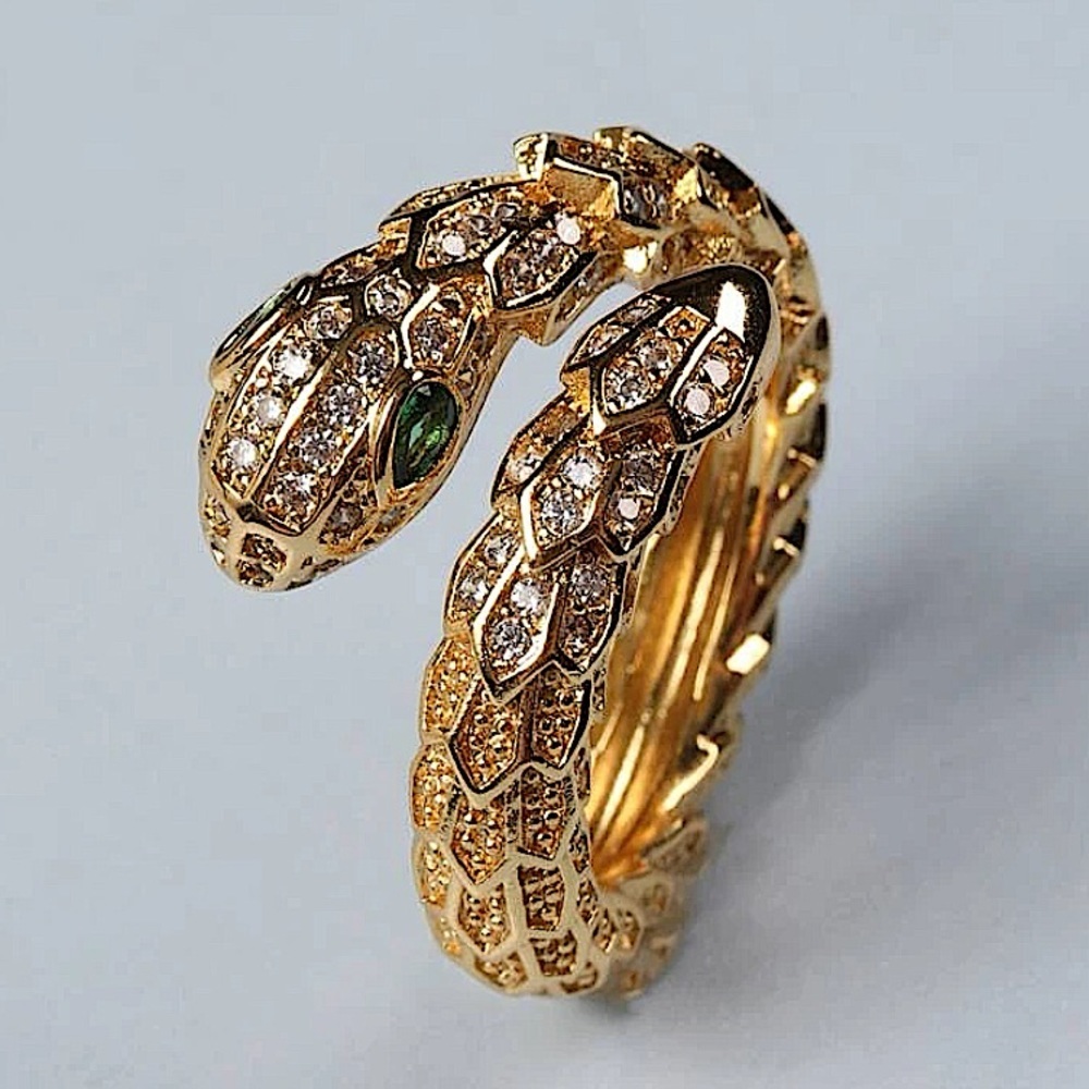 GOLD RHINESTONE SNAKE DESIGN RING
